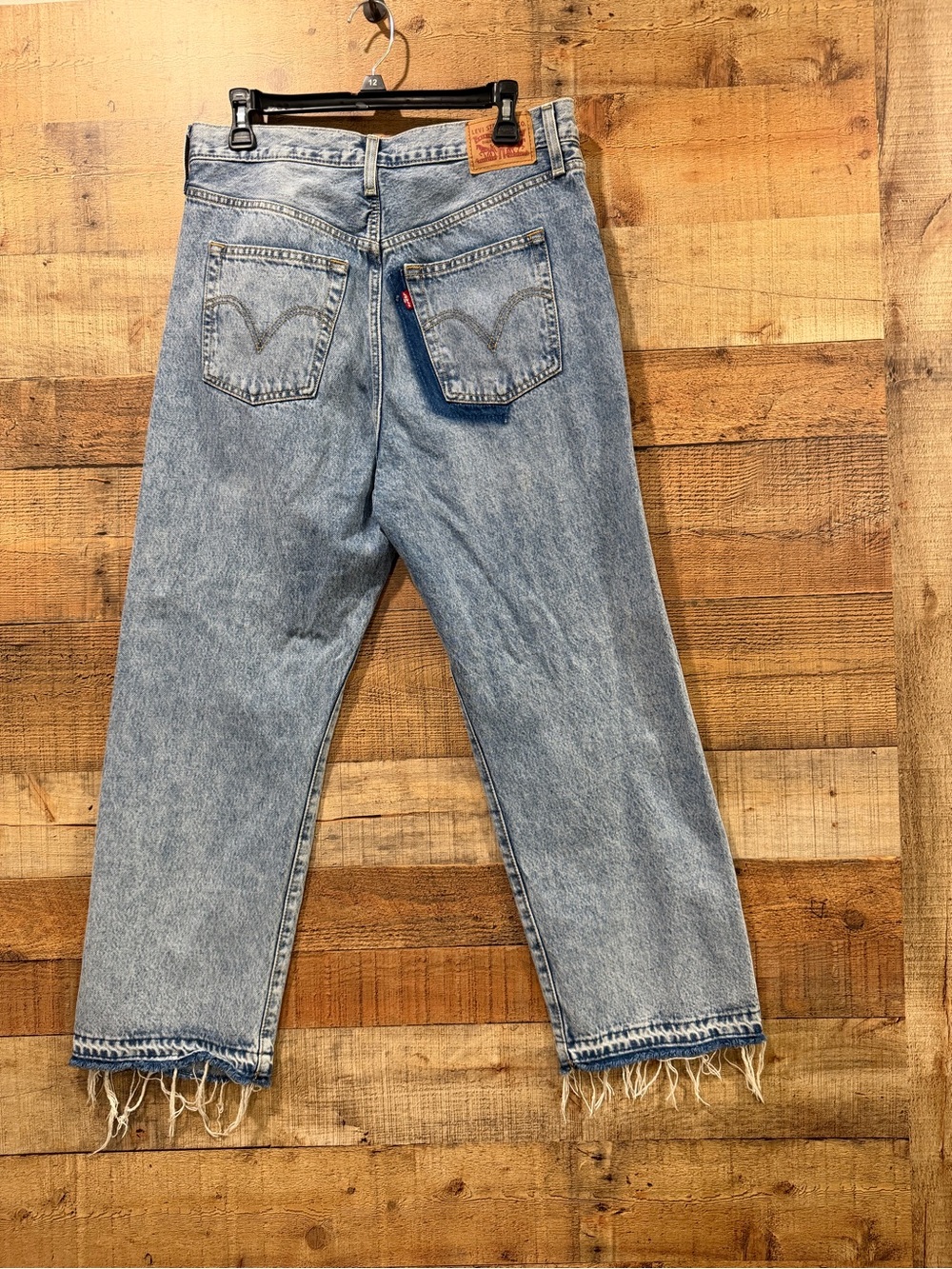 Levi's Blue Denim Ribcage Ripped Straight Ankle ButtonFly Jeans Size 31 - Picture 3 of 7